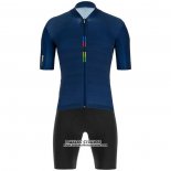 2020 Maillot Cyclisme UCI Profond Bleu Manches Courtes et Cuissard