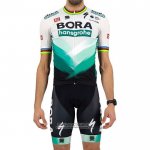 2021 Maillot Cyclisme Bora Champion Blanc Vert Manches Courtes et Cuissard