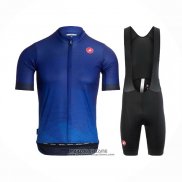 2021 Maillot Cyclisme Castelli Brillant Bleu Manches Courtes et Cuissard