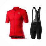 2021 Maillot Cyclisme Castelli Rouge Manches Courtes et Cuissard