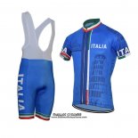 2021 Maillot Cyclisme Italie Bleu Manches Courtes et Cuissard