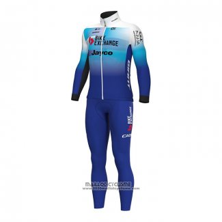 2022 Maillot Cyclisme Bike Exchange Bleu Blanc Manches Longues et Cuissard