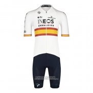 2022 Maillot Cyclisme Espagne Champion Ineos Blanc Rouge Manches Courtes et Cuissard