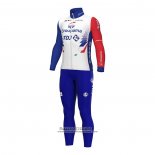 2022 Maillot Cyclisme Groupama Fdj Rouge Bleu Manches Longues et Cuissard