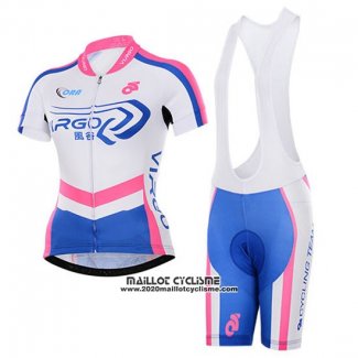 Maillot Ciclismo Femme To The Fore Blanc et Fuchsia Manches Courtes et Cuissard
