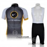 2010 Maillot Ciclismo Livestrong Jaune et Gris Manches Courtes et Cuissard