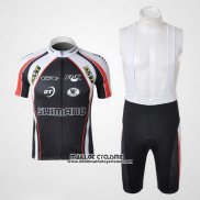 2010 Maillot Ciclismo Shimano Gris et Noir Manches Courtes et Cuissard