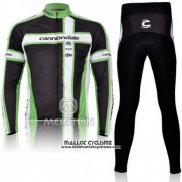 2011 Maillot Ciclismo Cannondale Blanc et Vert Manches Longues et Cuissard