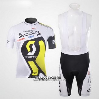 2012 Maillot Ciclismo Scott Blanc et Jaune Manches Courtes et Cuissard