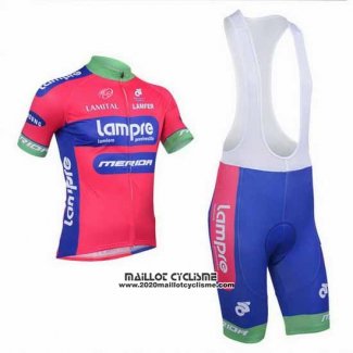 2013 Maillot Ciclismo Lampre Merida Rose et Azur Manches Courtes et Cuissard