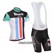 2014 Maillot Ciclismo Bianchi Noir et Blanc Manches Courtes et Cuissard