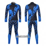 2014 Maillot Ciclismo Fox Cyclingbox Noir et Bleu Manches Longues et Cuissard