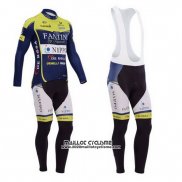 2014 Maillot Ciclismo Vini Fantini Vert et Bleu Manches Longues et Cuissard