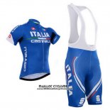 2015 Maillot Ciclismo Castelli Italie Bleu Manches Courtes et Cuissard