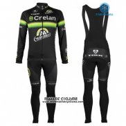 2016 Maillot Ciclismo Crelan AA Vert et Blanc Manches Longues et Cuissard