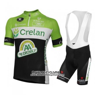 2016 Maillot Ciclismo Crelan AA Vert et Noir Manches Courtes et Cuissard
