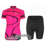 2016 Maillot Ciclismo Femme Pinarello Noir et Fuchsia Manches Courtes et Cuissard