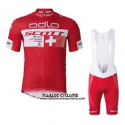 2016 Maillot Ciclismo Scott Blanc et Rouge Manches Courtes et Cuissard