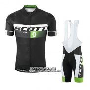 2016 Maillot Ciclismo Scott Noir et Vert Manches Courtes et Cuissard