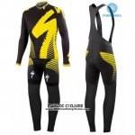 2016 Maillot Ciclismo Specialized Noir et Jaune Manches Longues et Cuissard