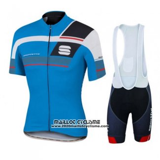 2016 Maillot Ciclismo Sportful Noir et Bleu Manches Courtes et Cuissard