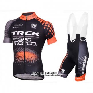 2016 Maillot Ciclismo Trek Selle San Marco Noir et Orange Manches Courtes et Cuissard