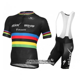 2016 Maillot Ciclismo UCI Mondo Champion Lider Quick Step Noir Manches Courtes et Cuissard