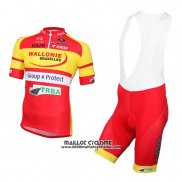 2016 Maillot Ciclismo Wallonie Bruxelles Jaune et Rouge Manches Courtes et Cuissard