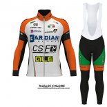 2017 Maillot Ciclismo Bardiani CSF Ml Blanc et Vert Manches Longues et Cuissard