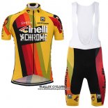 2017 Maillot Ciclismo Cinelli Chrome Jaune Manches Courtes et Cuissard 2017