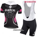 2017 Maillot Ciclismo Femme Bianchi Noir Manches Courtes et Cuissard