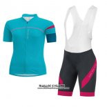 2017 Maillot Ciclismo Femme Gore Bike Wear Bleu Clair Manches Courtes et Cuissard