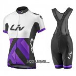 2017 Maillot Ciclismo Femme Liv Race Day Blanc et Violet Manches Courtes et Cuissard