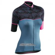 2017 Maillot Ciclismo Femme Northwave Noir et Bleu1 Manches Courtes et Cuissard