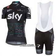 2017 Maillot Ciclismo Femme Sky Noir Manches Courtes et Cuissard