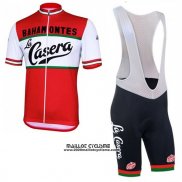 2017 Maillot Ciclismo La Casera Vintage Rouge Manches Courtes et Cuissard