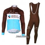 2018 Maillot Ciclismo Ag2r La Mondiale Marron Manches Longues et Cuissard