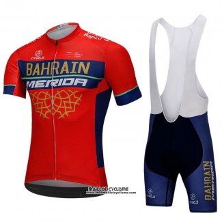 2018 Maillot Ciclismo Bahrain Merida Rouge Manches Courtes et Cuissard