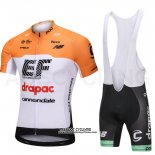 2018 Maillot Ciclismo Cannondale Drapac Blanc et Orange Manches Courtes et Cuissard