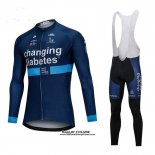 2018 Maillot Ciclismo Changing Diabetes Bleu Manches Longues et Cuissard