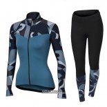 2018 Maillot Ciclismo Femme Orbea Bleu Manches Longues et Cuissard