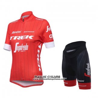 2018 Maillot Ciclismo Femme Trek Segafredo Rouge Manches Courtes et Cuissard