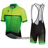 2018 Maillot Ciclismo Specialized Jaune Vert Noir Manches Courtes et Cuissard