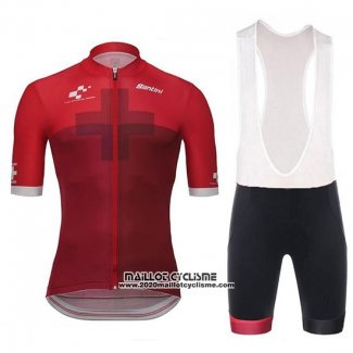 2018 Maillot Ciclismo Tour DE Suisse Cross Rouge Manches Courtes et Cuissard