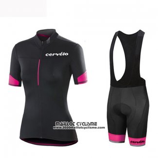 2019 Maillot Ciclismo Femme Cervelo Noir Rose Manches Courtes et Cuissard