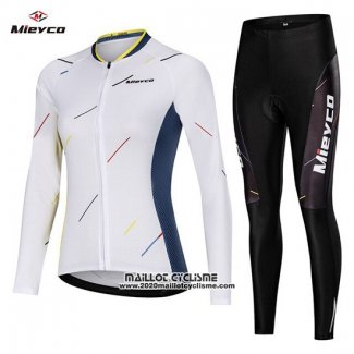 2019 Maillot Ciclismo Femme Mieyco Blanc Bleu Manches Longues et Cuissard