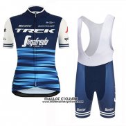 2019 Maillot Ciclismo Femme Trek Segafredo Bleu Manches Courtes et Cuissard