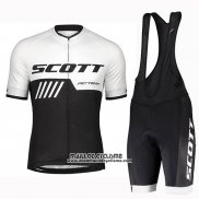 2019 Maillot Ciclismo Scott Noir Blanc Manches Courtes et Cuissard