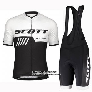 2019 Maillot Ciclismo Scott Noir Blanc Manches Courtes et Cuissard