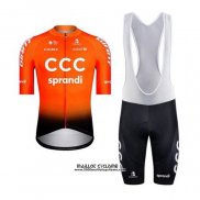 2020 Maillot Ciclismo CCC Sprandi Orange Noir Manches Courtes et Cuissard